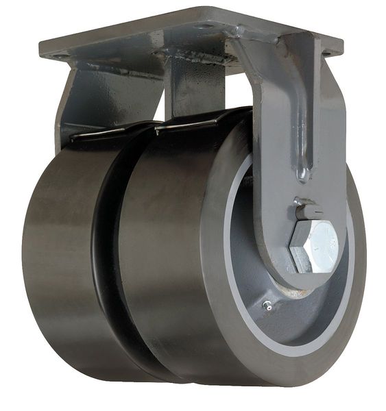 Dual Wheel Caster, Polyurethane, 10 in.