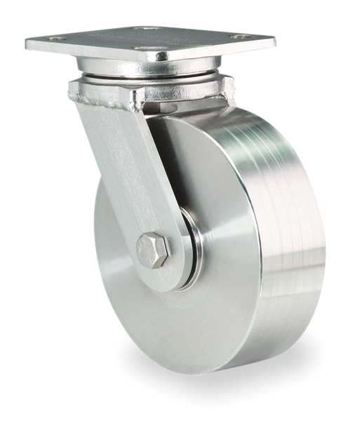 Plate Caster, Swivel, SS, 8 in., 1600 lb.