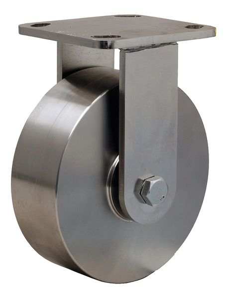 Plte Caster, Rgd, SS, 6 in., 1200 lb.
