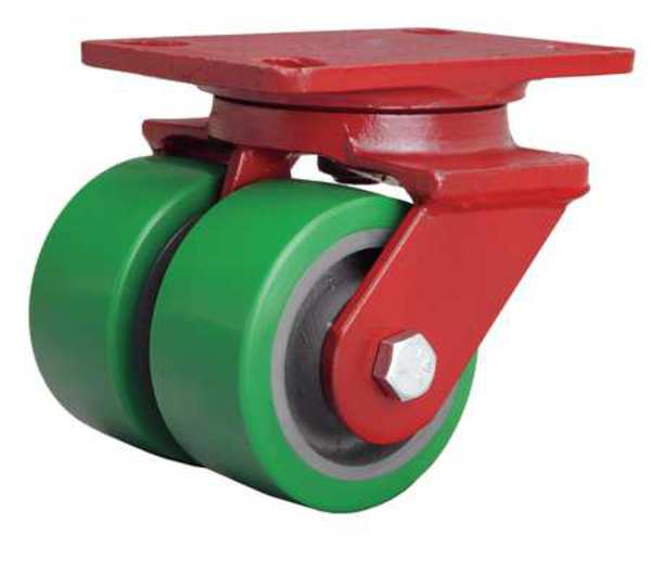 Dual Wheel Castr, Plyurthan, 4 in., 1500 lb