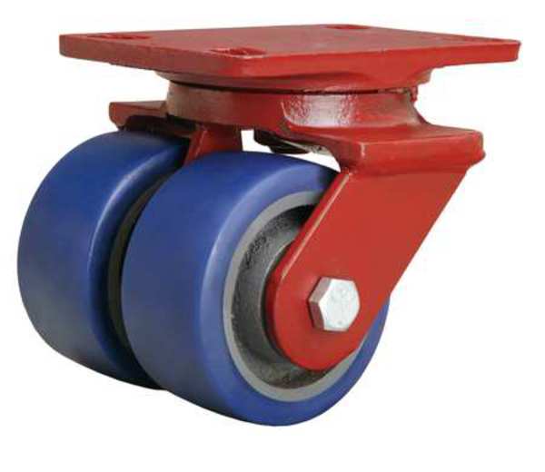 Dual Whl Castr, Polyurthan, 4 in., 1200 lb