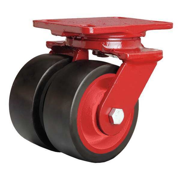 Dual Whel Caster, Rubber, 4 in., 600 lb.