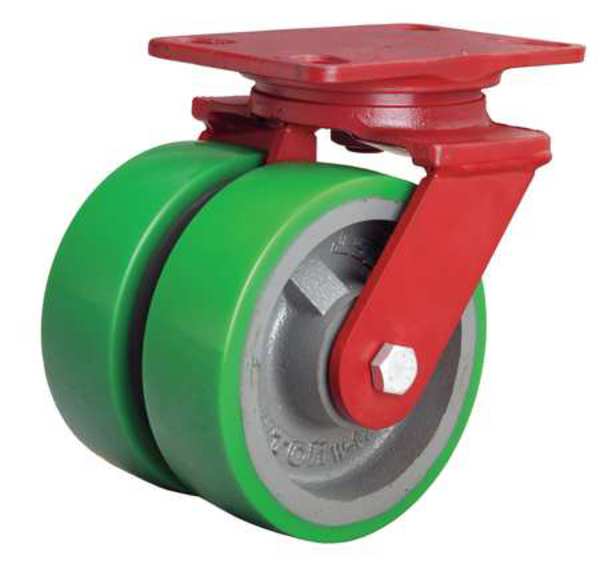 Dual Whl Castr, Polyurethan, 6 in., 2000 lb