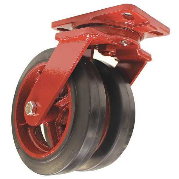 Dual Wheel Caster, Rubber, 8 in., 1000 lb.