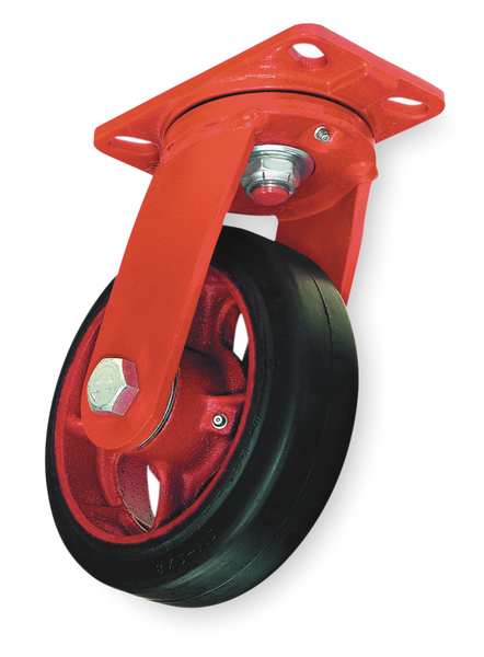 Plate Caster, Swivel, Poly, 10 in., 2200 lb, Grn