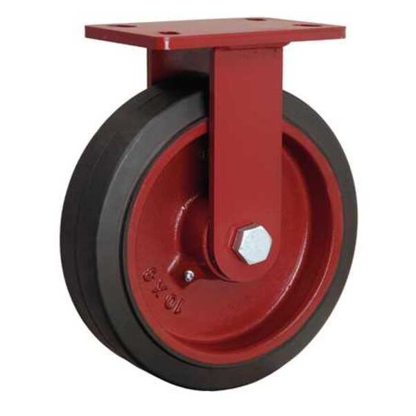 Plte Caster, Rgd, Rubber, 10 in., 790 lb.
