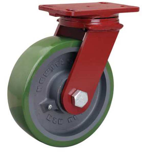 Plate Caster, Swivel, Poly, 8 in., 2000 lb., A