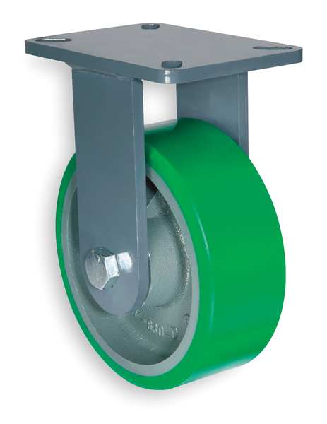 Plte Caster, Rgd, Poly, 6 in., 2200 lb., Grn