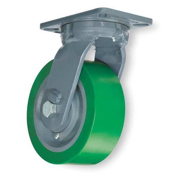 Kingpinless Plate Caster, Swivel, Poly, 6 in, 2200 lb