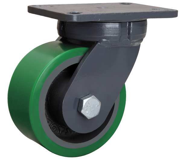 Kingpinless Plate Caster, Swivel, Poly, 6 in, 2200 lb