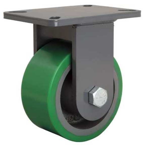 Plte Caster, Rgd, Poly, 6 in., 2200 lb., Grn