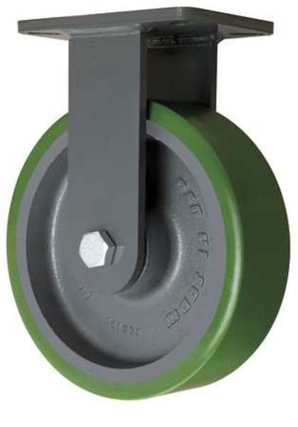 Plte Caster, Rgd, Poly, 10 in., 3000 lb., Grn