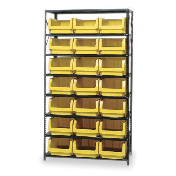 Steel Bin Shelving, 42 in W x 75 in H x 18 in D, 8 Shelves, Gray/Yellow