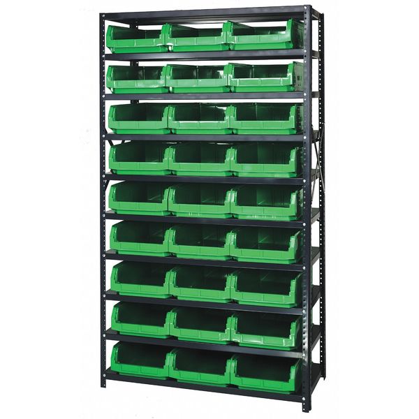 Steel Bin Shelving, 42 in W x 75 in H x 18 in D, 6 Shelves, Gray/Blue