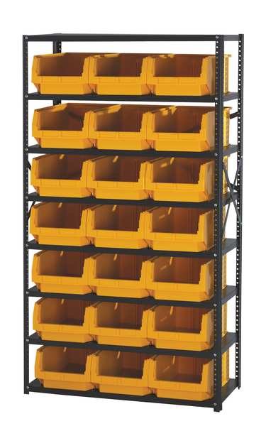 Steel Bin Shelving, 42 in W x 75 in H x 18 in D, 8 Shelves, Gray/Blue