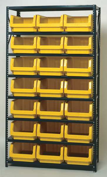 Steel Bin Shelving, 42 in W x 75 in H x 18 in D, 8 Shelves, Gray/Blue