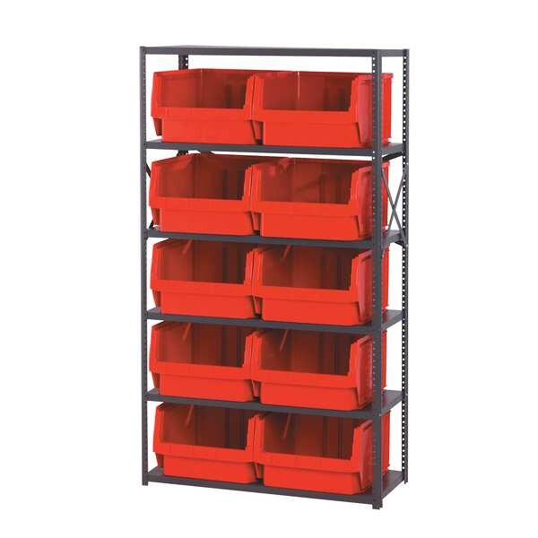 Steel Bin Shelving, 42 in W x 75 in H x 18 in D, 6 Shelves, Gray/Blue