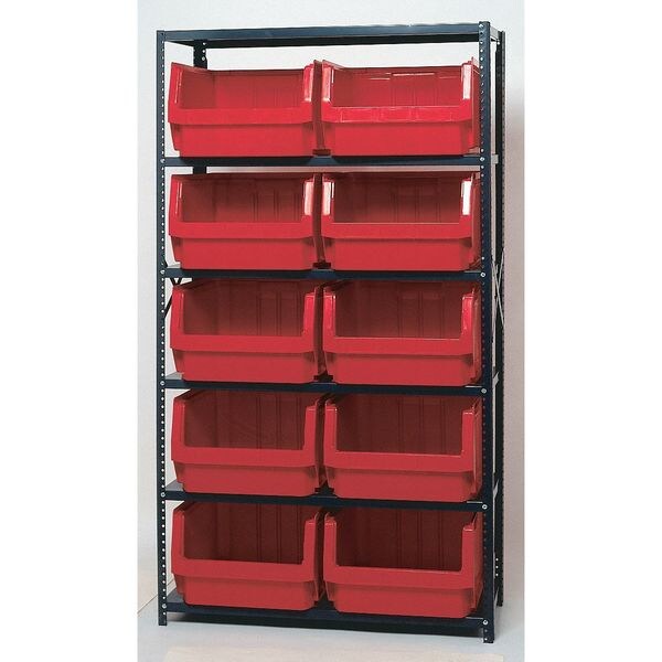 Steel Bin Shelving, 42 in W x 75 in H x 18 in D, 6 Shelves, Gray/Blue