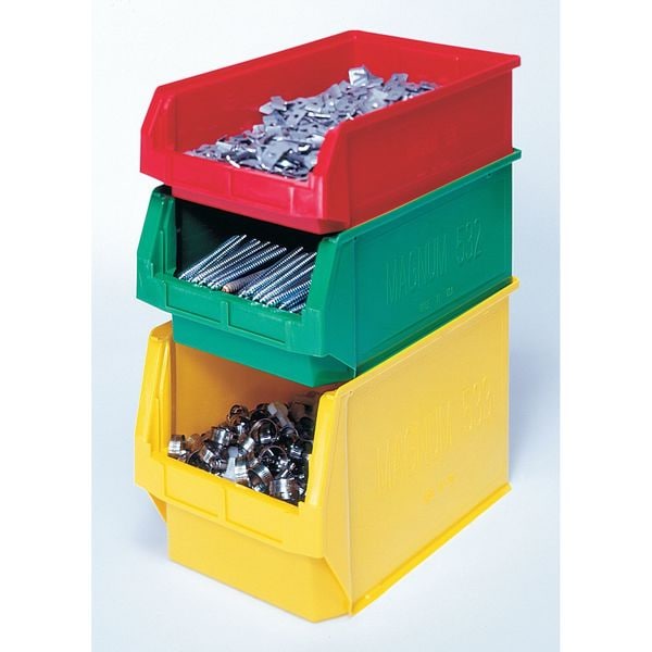 Storage Bin, Yellow, Polyethylene, 19 3/4 in L x 18 3/8 in W x 11 7/8 in H, 150 lb Load Capacity