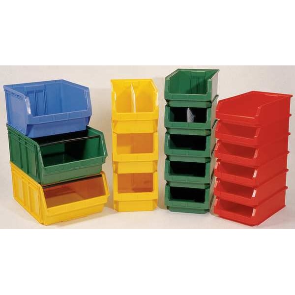 Storage Bin, Yellow, Polyethylene, 19 3/4 in L x 18 3/8 in W x 11 7/8 in H, 150 lb Load Capacity