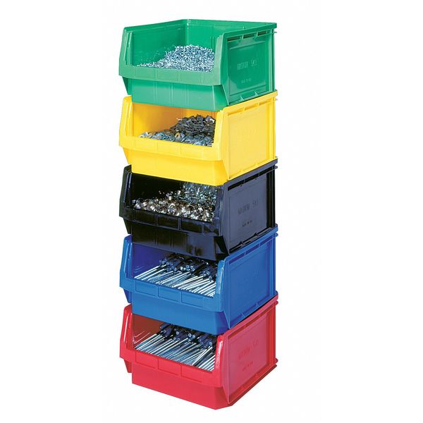 Storage Bin, Red, Polyethylene, 19 3/4 in L x 12 3/8 in W x 5 7/8 in H, 150 lb Load Capacity