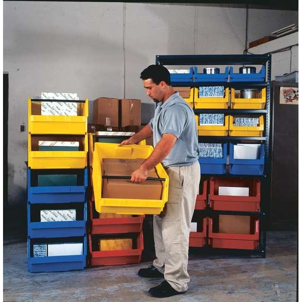 Storage Bin, Yellow, Polyethylene, 19 3/4 in L x 18 3/8 in W x 11 7/8 in H, 150 lb Load Capacity