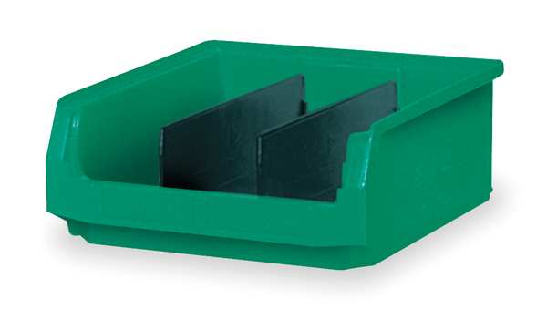 Storage Bin, Green, Polyethylene, 19 3/4 in L x 12 3/8 in W x 5 7/8 in H, 150 lb Load Capacity