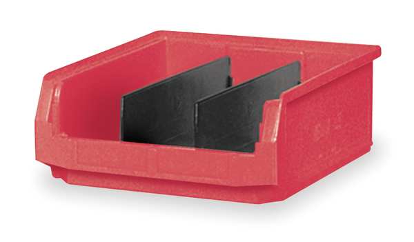 Storage Bin, Red, Polyethylene, 19 3/4 in L x 12 3/8 in W x 5 7/8 in H, 150 lb Load Capacity
