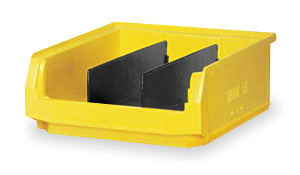 Storage Bin, Yellow, Polyethylene, 19 3/4 in L x 12 3/8 in W x 5 7/8 in H, 150 lb Load Capacity