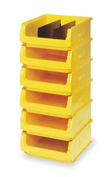 Storage Bin, Yellow, Polyethylene, 19 3/4 in L x 12 3/8 in W x 5 7/8 in H, 150 lb Load Capacity