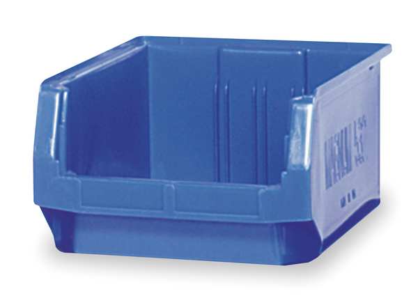 Storage Bin, Blue, Polyethylene, 19 3/4 in L x 12 3/8 in W x 7 7/8 in H, 150 lb Load Capacity