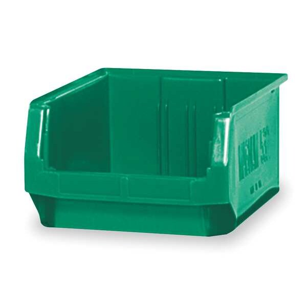 Storage Bin, Green, Polyethylene, 19 3/4 in L x 12 3/8 in W x 7 7/8 in H, 150 lb Load Capacity