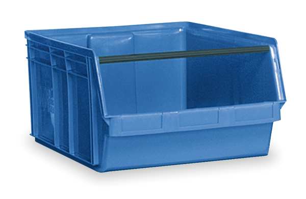 Storage Bin, Blue, Polyethylene, 29 in L x 18 3/8 in W x 11 7/8 in H, 150 lb Load Capacity