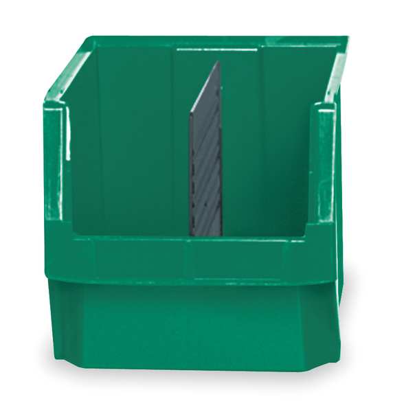 Storage Bin, Green, Polyethylene, 19 3/4 in L x 12 3/8 in W x 11 7/8 in H, 150 lb Load Capacity