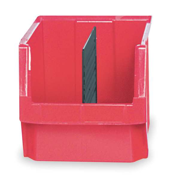 Storage Bin, Red, Polyethylene, 19 3/4 in L x 12 3/8 in W x 11 7/8 in H, 150 lb Load Capacity