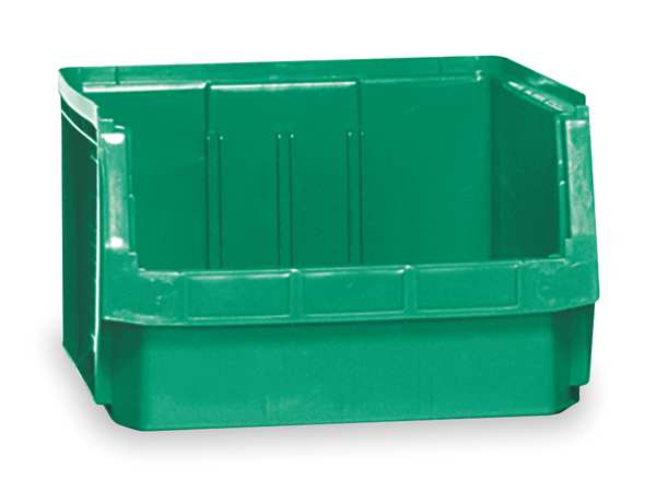 Storage Bin, Green, Polyethylene, 19 3/4 in L x 18 3/8 in W x 11 7/8 in H, 150 lb Load Capacity