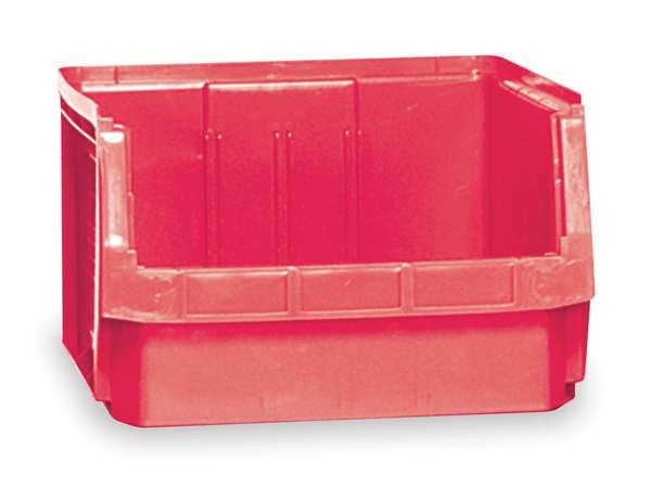 Storage Bin, Red, Polyethylene, 19 3/4 in L x 18 3/8 in W x 11 7/8 in H, 150 lb Load Capacity