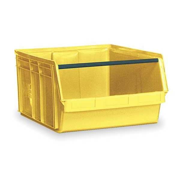 Storage Bin, Yellow, Polyethylene, 29 in L x 18 3/8 in W x 11 7/8 in H, 150 lb Load Capacity