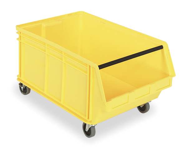 Mobile Storage Bin, Yellow, Polyethylene, 29 in L x 18 3/8 in W x 14 7/8 in H, 300 lb Load Capacity