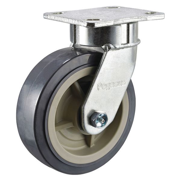 Kingpinless Swivel Plate Caster, Polyurethane, 750 lb