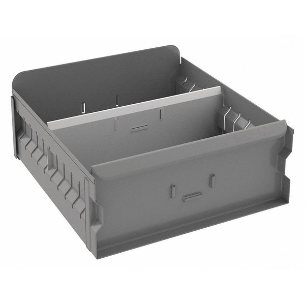 Steel Drawer Bin, Gray, 11 in L, 11 1/8 in W, 4 9/16 in H