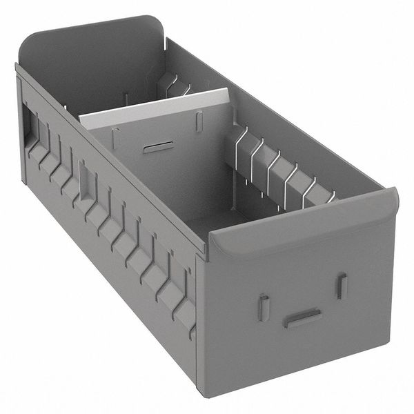 Drawer Storage Bin, Gray, Steel, 5 1/2 in W x 4 1/2 in H