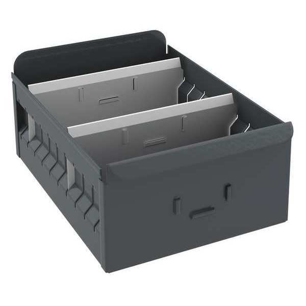 Drawer Storage Bin, Gray, Steel, 8 1/4 in W x 4 1/2 in H