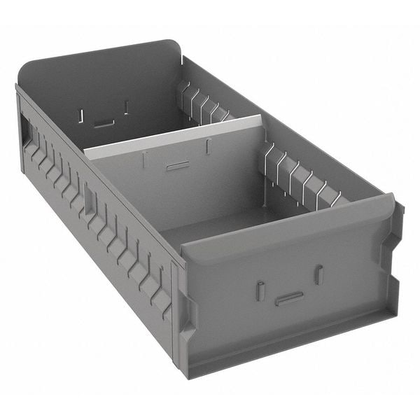Drawer Storage Bin, Gray, Steel, 8 1/4 in W x 4 1/2 in H