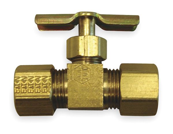 Needle Valve, Straight, Brass, 1/4 In.