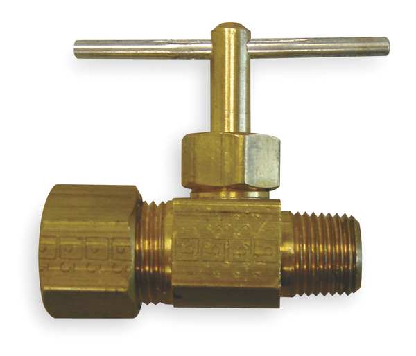 Needle Valve, Straight, Brass, 1/8 x 5/16In