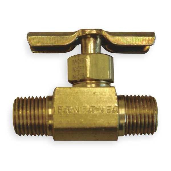 Needle Valve, Straight, Brass, 1/4 In., MNPT