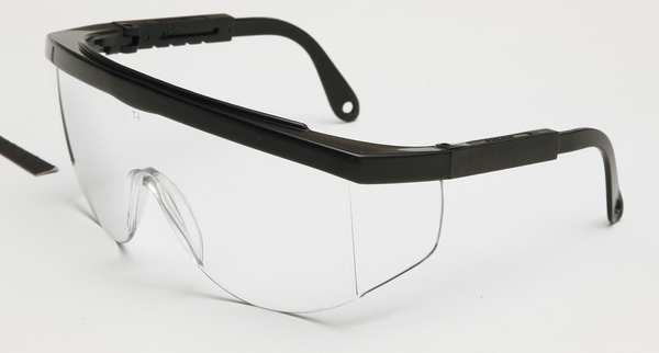 Safety Glasses, Wraparound Clear Polycarbonate Lens, Scratch-Resistant