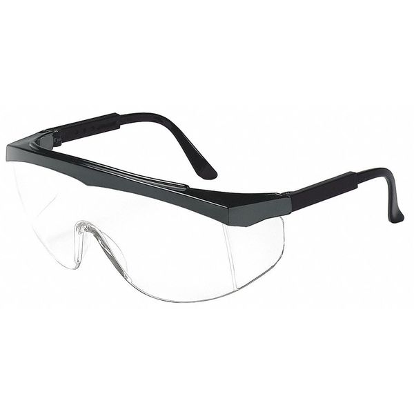 Safety Glasses, Wraparound Clear Polycarbonate Lens, Scratch-Resistant