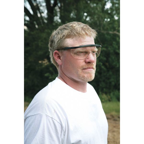 Safety Glasses, Wraparound Clear Polycarbonate Lens, Scratch-Resistant
